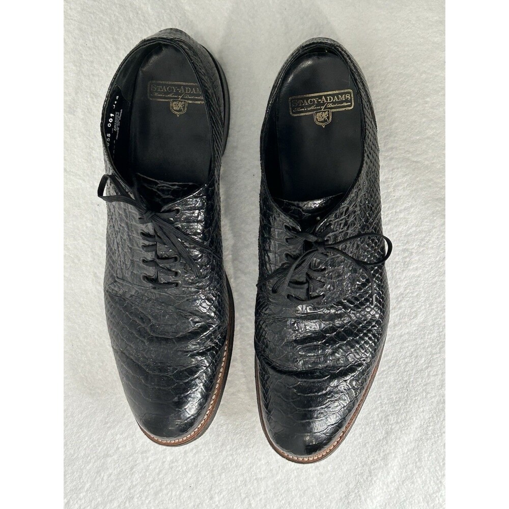 Stacy Adams Madison Anaconda Plain Toe Oxford Mens Size 12 D Black Formal Attire - Picture 9 of 14